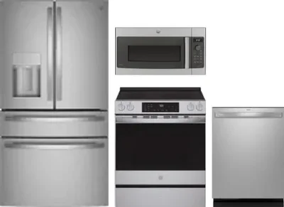 4 Piece Package Includes Refrigerator, Range, Microwave And Dishwasher